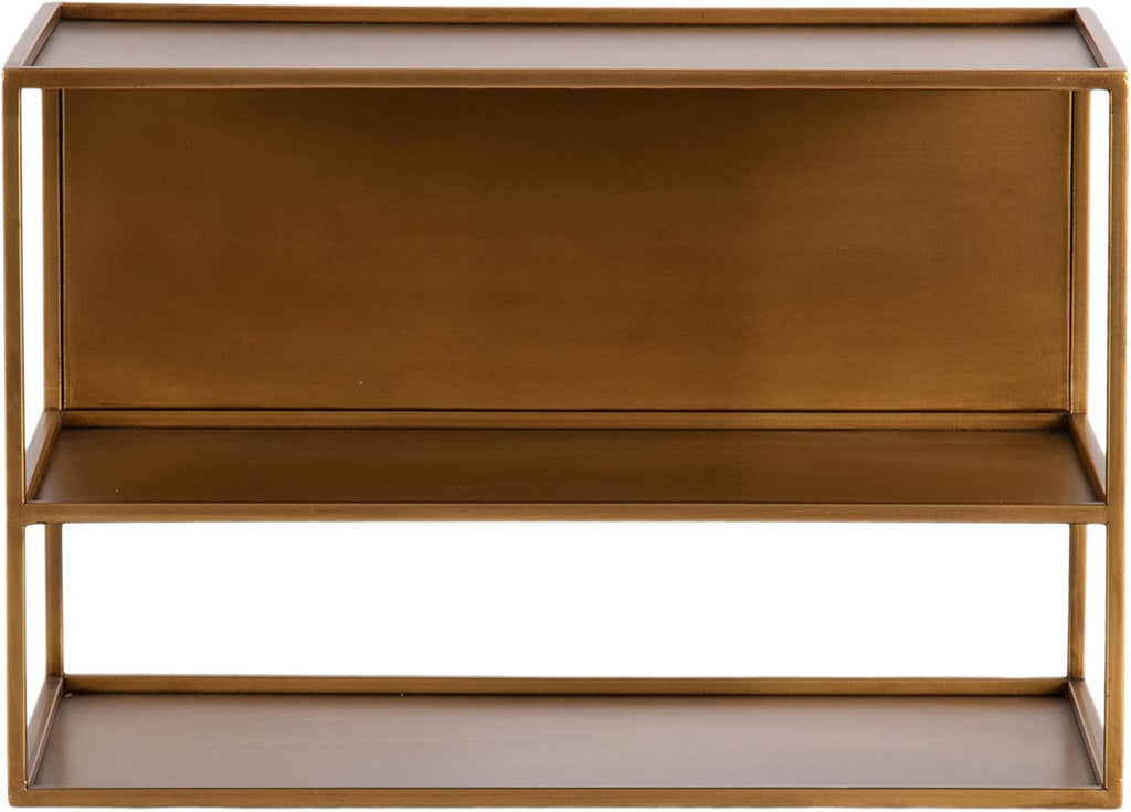 Kate and Laurel Nomi Modern Metal Floating Side Table with Storage, 18 x 10 x 12, Gold, Contemporary Tiered Floating End Table for Use as Wall Shelf for Small Spaces