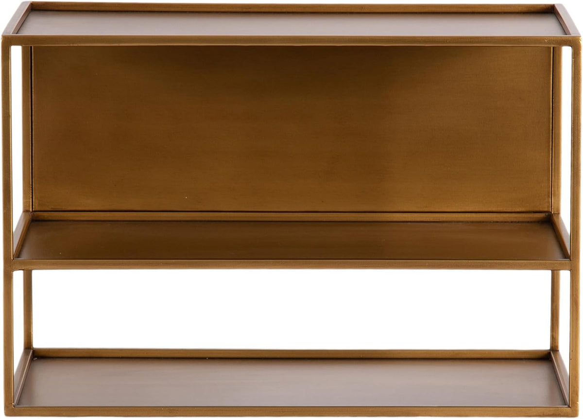 Kate and Laurel Nomi Modern Metal Floating Side Table with Storage, 18 x 10 x 12, Gold, Contemporary Tiered Floating End Table for Use as Wall Shelf for Small Spaces