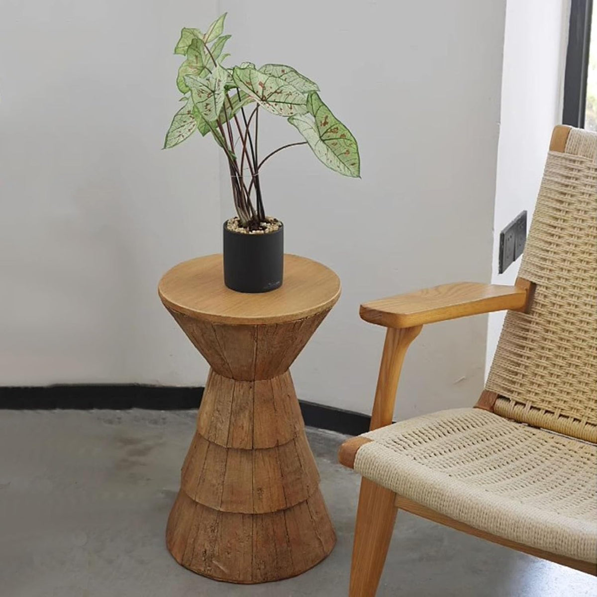 Hourglass Shaped Side Table Decorative Tables Nightstand Round Sofa Side Table for Living Room Home Decoration