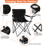 Leonyo 2 Pack Camping Chairs for Adults, Lawn Chairs with Table, Heavy Duty Folding Chairs for Outside Oversized & Comfy Sports Chair for Adults Fishing, Beach, Patio, Hiking, Lawn, Travel - Black