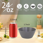 supernal 12PCS Dark Grey Wheat Straw & Hard Plastic Bowls - Reusable Soup Bowls,Unbreakable Fridge/Dishwasher Safe Bowl for Catering,Hot Food,Holiday Meals,Cereal,Ramen (Disposable Snack Bowl)