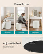 SONGMICS Vanity Stool, Set of 2, Round Storage Ottoman, Teddy Fleece | Small Coffee Table, Removable Lid, Easy Assembly, for Living Room, Bedroom, Cream White, ISLAND Collection ULOM013WD01