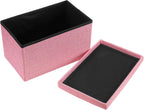 HOZEON 3 Pack 15.7 x 9.8 x 9.10 Inches Folding Storage Ottoman, Pink Rectangle Footrest Seat, Multifunctional Foot Stool for Living Room, Office, Traveling, Fishing, Camping