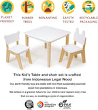 Mentari Toys - Kid’s Table and Chair Set - Wooden Easy Clean Table and 2 Animal Themed Chairs - Children’s Playroom, Classroom Furniture - Sturdy Set for Play and Learning - Age 3+
