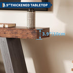 55in Farmhouse Console Table - 2-Tier Wooden Trapezium Sofa Table - Skinny Entryway Furniture with Open Storage Shelf - Ideal for Living Room, Behind Couch, Hallway - Gray