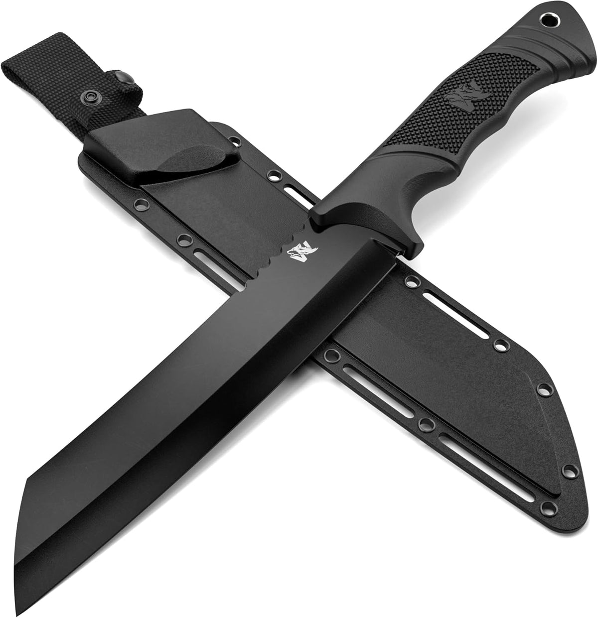ODENWOLF W Machete - Survival Machete Full Tang with Sheath - Strong D2 Steel Knife Machete for Cutting Trees, for Yard Work, and for Bushcrafting and Big Tactical Knife with TPE-Handle