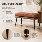 Forteek 32" Retro Upholstered Entryway Bench, Shoe Bench with Cushion | Leather & Fabric Padded Bench, End of Bed Bench for Bedroom, Dining Bench for Living Room, Storage Bench for Hallway & Foyer