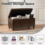 Asense Storage Ottoman Bench, Faux Leather Ottoman with Storage for Living Room Bedroom, Multi-Functional Storage Chest Foot Rest, Upholstered Bench for End of Bed, Entryway, 35.4" W