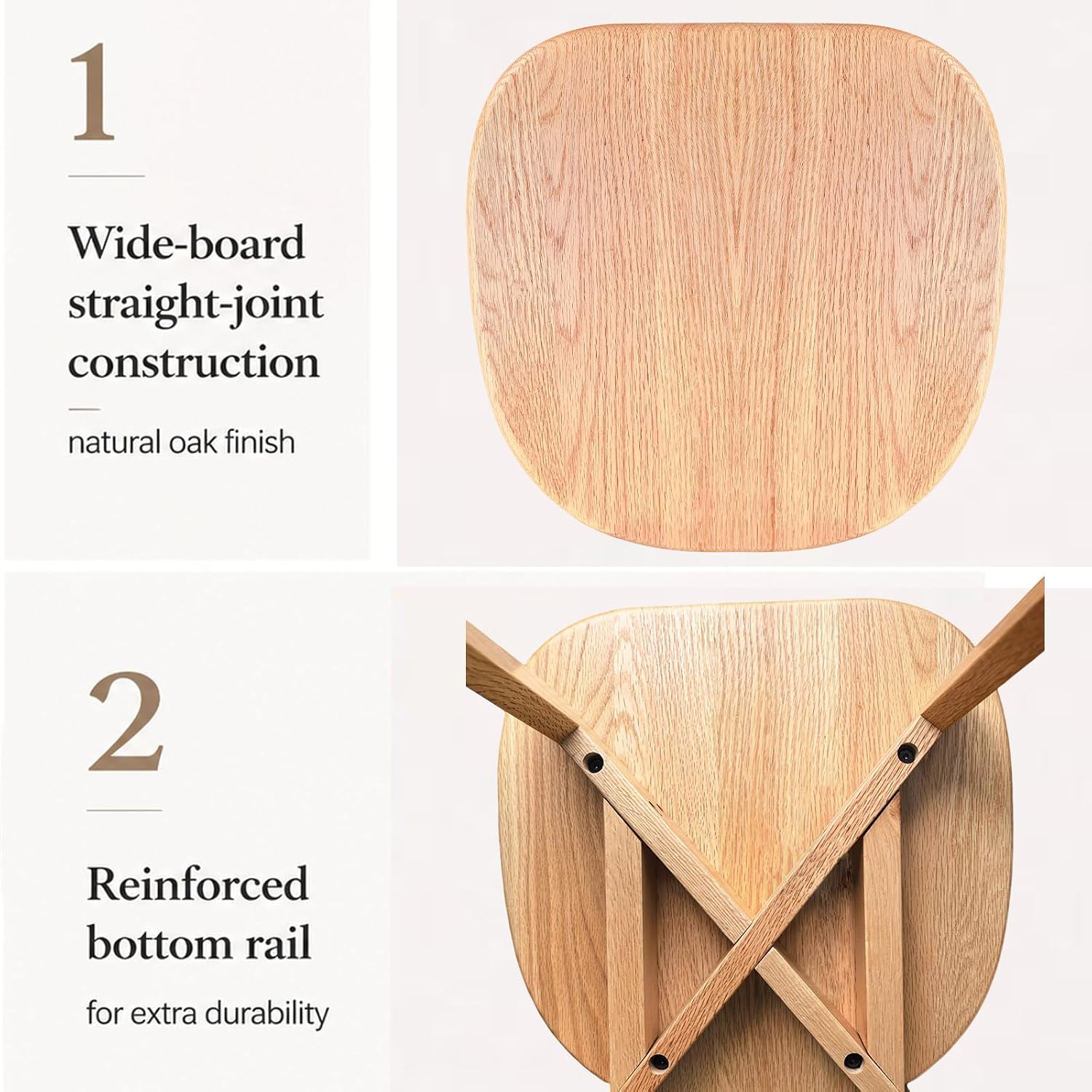 Solid Oak Wood Dining Chairs Set of 6 | Heavy Duty 400 lbs Commercial Grade | Natural Finish | Mid Century Modern Curved Back Wooden Chairs for Home Kitchen Restaurant | Easy Assembly