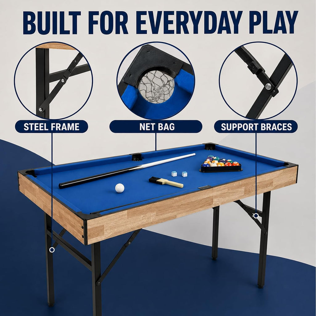 6 in 1 Multi Game Table Folding Pool Table, Billiard, Hockey, Table Tennis, Bowling, Shuffle Board and Tic Tac Toe with All Accessories