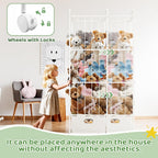 Stuffed Animal Storage, Metal Stuff Animals Zoo Holder with Fabric Drawer and Wheels Tall Vertical Plushies Toy Organizer Plush Storage Cage with Elastic Band for Nursery Playroom Corner