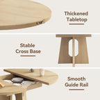Epecoya 59-Inch Extendable Round Dining Table for Dining Room, Light Oak | 4-6 People Farmhouse Oval Wood Expandable Kitchen Dinner Table with Heavy Cross Pedestal for Living Room, Apartment