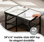Folding TV Trays Foldable Dinner Tray Table, 3 Adjustable Height, 24"x 16" | Food Snack Eating Couch Side Table, Aluminum Portable Sofa Tray End Table for Outdoor Camp Pinic Indoor Bed Couch Living Room