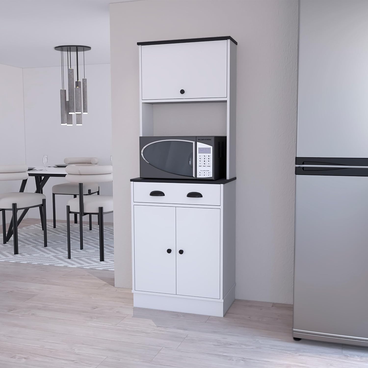 Addison White and Black 2-Cabinet Kitchen Pantry