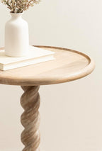 Kate and Laurel Willoughby Modern Wooden Spiraled Round Side Table, 15 x 15 x 24, Light Natural, Accent Pedestal End Table with Turned Base for Use as Indoor Plant Stand or Bedroom Nightstand Option
