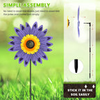 6PCS Sunflower Wind Spinners with Stakes 14" W x 29" H Wind Spinners Lawn Pinwheel Sunflower Windmill Outdoor Multicolor Pinwheels for Yard Decoration