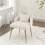 Velvet Vanity Chairs with Back, Upholstered Makeup Chair No Wheels with Metal Legs & Lumbar Pillow for Living Room/Makeup Room/Bedroom/Home Office/Kitchen