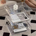 Modern Acrylic Side Table, S-Shaped End Table, Minimalist Coffee Table, Nightstand for Living Room, Bedroom, Home Décor, Stylish Acrylic Accent Table, Small Bookshelf(Clear)