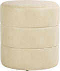 Spatial Order 18" Round Ottoman - Cream Faux Leather