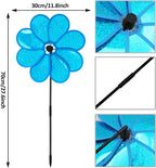 4PCS Flower Wind Spinner Sparkly Lawn Pinwheel 11.8 inch Colorful Green Yellow Orange Light Blue Garden Windmill for Garden, Party, Outdoor, Yard Decor