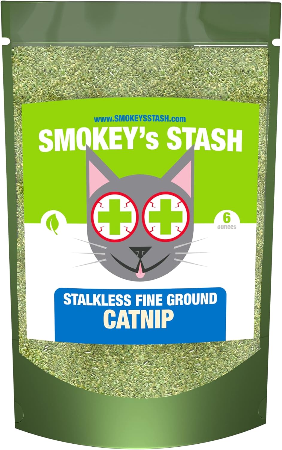 Smokey's Stash Catnip Stalkless Dried Ground Premium Bulk 6 Ounce Bag Strong Cat nip for Cats…