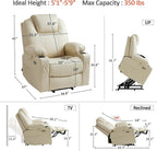 MCombo Power Lift Recliner Chair for Elderly, Heat and Massage 7040(Medium)
