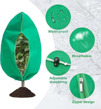 8 Pack Plant Covers Freeze Protection, 31.5"x47.2" Frost Blankets with Zipper Drawstring, Winter Cold Weather Plant Protection Jacket for Outdoor Plants Potted Shrubs Trees from Freeze Animals, Green