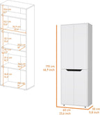 FM FURNITURE Keyser Multistorage Kitchen Pantry with 5 Shelves and 4 Doors, White/Black