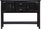Knocbel Vintage Console Table with 2 Drawers, 2 Storage Cabinets and Bottom Open Shelf, Entryway Hallway Sofa Table Dining Room Buffet Sideboard, 48" W x 14" D x 34" H (Espresso)