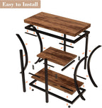3 Tier End Table with Storage, Narrow End Table for Living Room and Bedroom, Small Space Wood and Metal Side Table, Rustic Brown