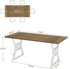 70.8" Dining Table for 4-6 People, Farmhouse Large Wooden Kitchen Table with Heavy Duty Metal Legs, Rectangle Kitchen Tables for Dining Room, Living Room, Walnut