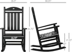 Outsunny 2 Pieces Outdoor Rocking Chair, All Weather-Resistant HDPE Rocking Patio Chairs with Rustic High Back, Armrests, Oversized Seat and Slatted Backrest, 350lbs Weight Capacity, Black