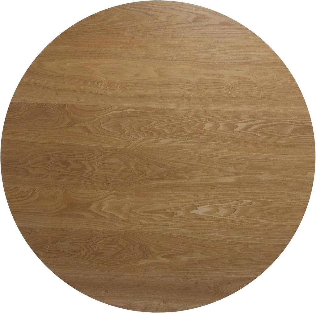 BESTANO 39” Round Solid Wood Dining Table for 4-5 People, Modern Pedestal Dining Kitchen Table, Farmhouse Small Wood Dining Table for Kitchen Easy Assemble, Saving Space, Brown