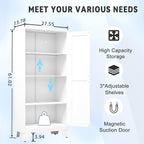 GAIOUS 61.02" Metal Pantry Cabinet, White Kitchen Pantry Storage Cabinets | with Adjustable Shelves and Feet, Pantry Storage Cabinet for Kitchen, Dining Room, Living Room, Bathroom, Linen Craft cabinet