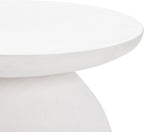 First of a Kind White Concrete Side Table with Smooth Curves - Round Coffee Table for Indoor/Outdoor Use - Durable & Stylish Neutral Design - 20.5" W x 20.5" D x 20" H