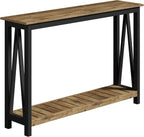 ChooChoo Farmhouse Console Table, Rustic Vintage Narrow Sofa Table for Entryway, Living Room, Hallway, 47 Rustic Oak & Black