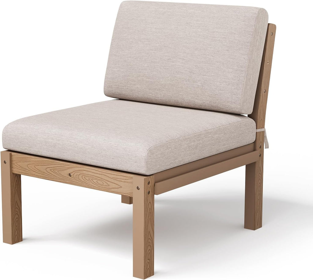 Stoog Modular Armless Chair - Interlocking Waterproof Seat for Building Sectionals, Outdoor Patio & Pool, Teak
