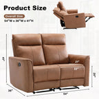 CANMOV Manual Loveseat Recliner Sofa, Wall-Hugger 2 Seat Reclining Love Seat Couches, Leathaire Reclining Sofa Set, Double Seater Recliner Chair for Living Room, Office, Apartment, Brown