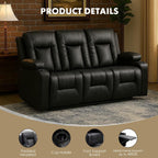 LUCKLIFE Faux Leather Recliner Sofa Set,Manual Living Room Furniture Sets | 3 Seat Reclining Sofa Couch and Loveseat with Cup Holders for Meeting Room,3+2