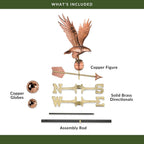 Good Directions Polished Copper Eagle Weathervane – Decorative Rooftop Accent for Barns, Homes, Sheds, and Cupolas – Durable & Handcrafted