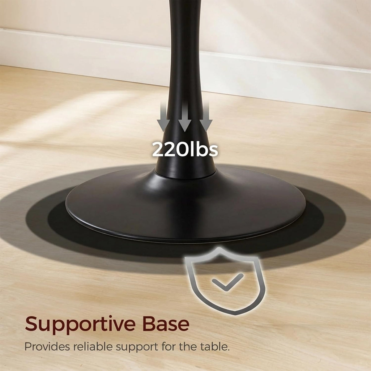 27.6" Marble Round Tulip Table, Mid-Century Modern Style Dining Table with Black Pedestal Base for 2-4 People, Featuring A Marble Tabletop for Kitchen, Dining Room, Cafe (White)