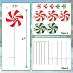5 Pack Metal Colorful Candy Wind Spinners Outdoor,Lollipop Christmas Decorations Outside,Yard Stake for Garden,Lawn Ornament
