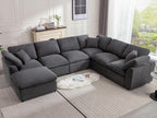 Siiejia Modular 7 Seater Sectional Sofa, Oversized Cloud Couches, Dark Grey