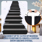 Riakrum 7 Pcs Heated Snow Melting Mats Outdoor, 10 x 30 in Winter Anti-Slip Heated Rubber Mat for Walkways Decks and Sidewalks, Snow and Ice Melting Pads Connection with 9.84 ft Power Cord