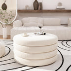 FiveWillowise 30 Inch Round Ottoman with Storage,Large Sherpa Coffee Table | Modern Ottomans with Removable Lid Tray,Multi-Functional,Cozy Foot Rest for Couch,Living Room,Bedroom,Makeup Room,Cream White