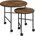 Vintage Oak and Black 2 Piece Nesting Tables with Brown+Black | Nesting tables with vintage oak and black finish for rustic elegance