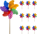 IilLittle 10 Pack Rainbow Pinwheel, No Assembly Required, Pinwheels for Kids, Pinwheels for Yard and Garden, Kids Party Decoration, Lawn Decoration, Picnic Party Decorations