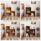 KIRIGEN Stackable Wood Storage Cube with Handles, Open Cubby Bin, Brown