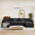 SoarFlash 149.61" Chenille U Shaped Modular Sofa with Ottoman,Black
