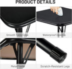 FurnitureR Square Folding Card Table 34 Inch, No Assembly Portable Table for Game Nights, Small Space Dining & Indoor Outdoor Use, PVC Top with Metal Frame, Black
